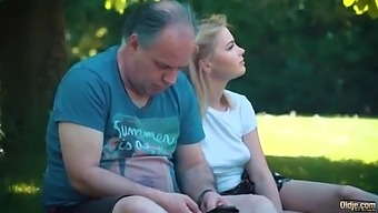 Petite teenager fucked hard by grandpa throughout the picnic this lady blows and swallows him