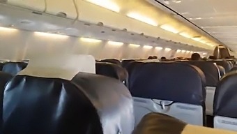 Public airplane handjob and blowjob